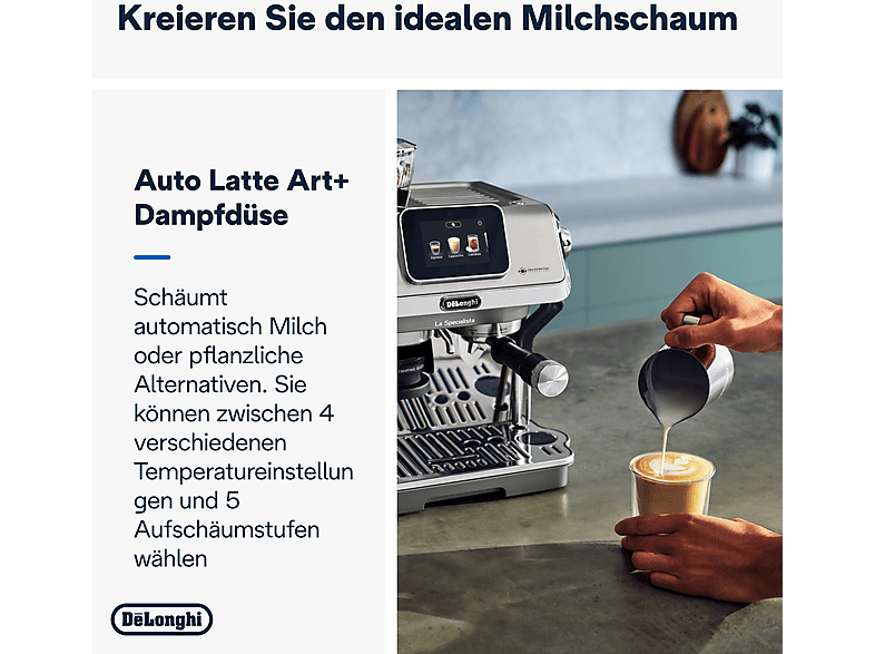 De'Longhi EC9455.M La Specialista Touch Espressomaschine (Edelstahl/Schwarz, Kegelmahlwerk mit Sensor-Grinding Technologie, 1450 Watt, 15 bar) — Foto 3 von 5