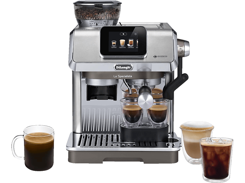 De'Longhi EC9455.M La Specialista Touch Espressomaschine (Edelstahl/Schwarz, Kegelmahlwerk mit Sensor-Grinding Technologie, 1450 Watt, 15 bar)