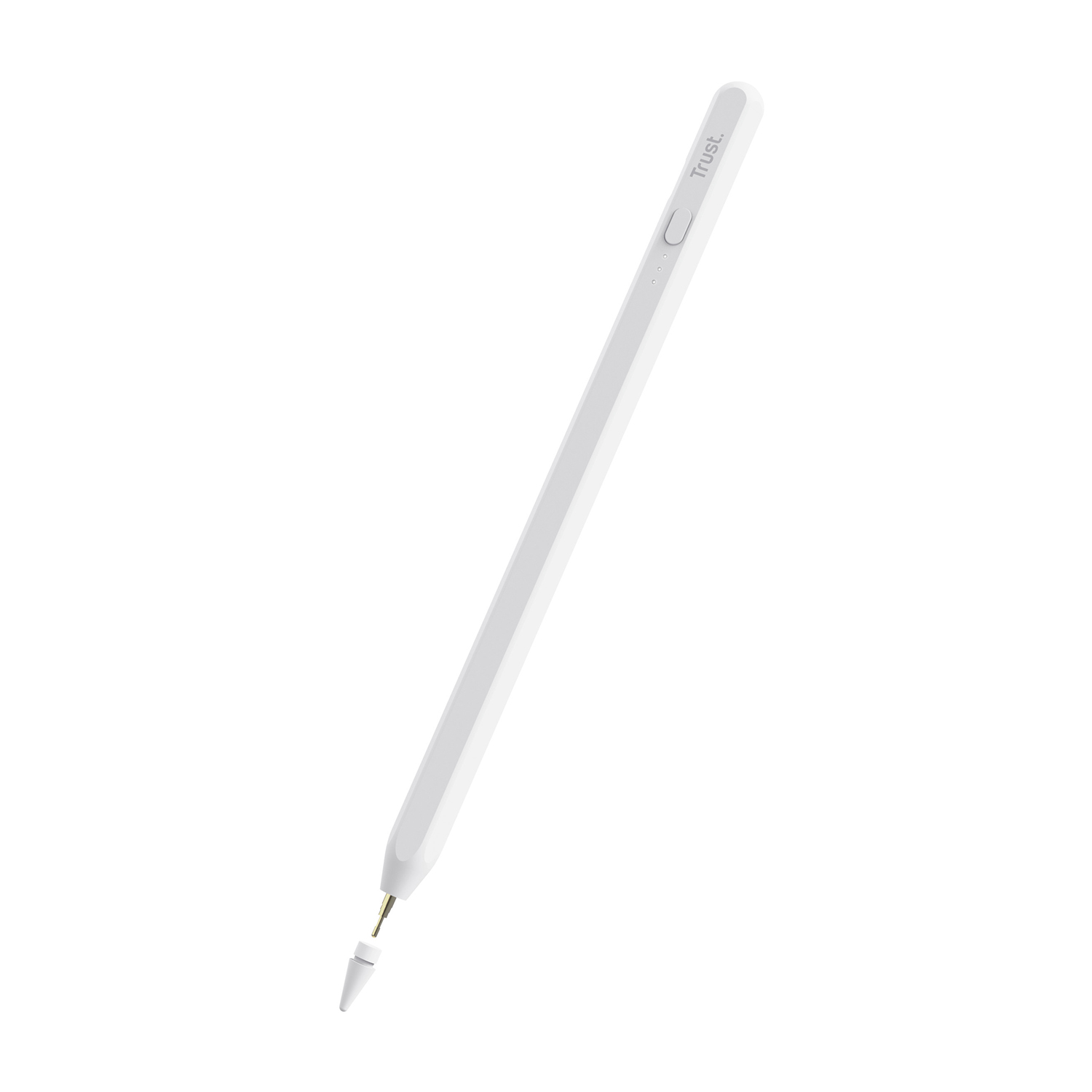 Penna stilo bianca con una piccola porta di ricarica, titolo del prodotto: Trust.