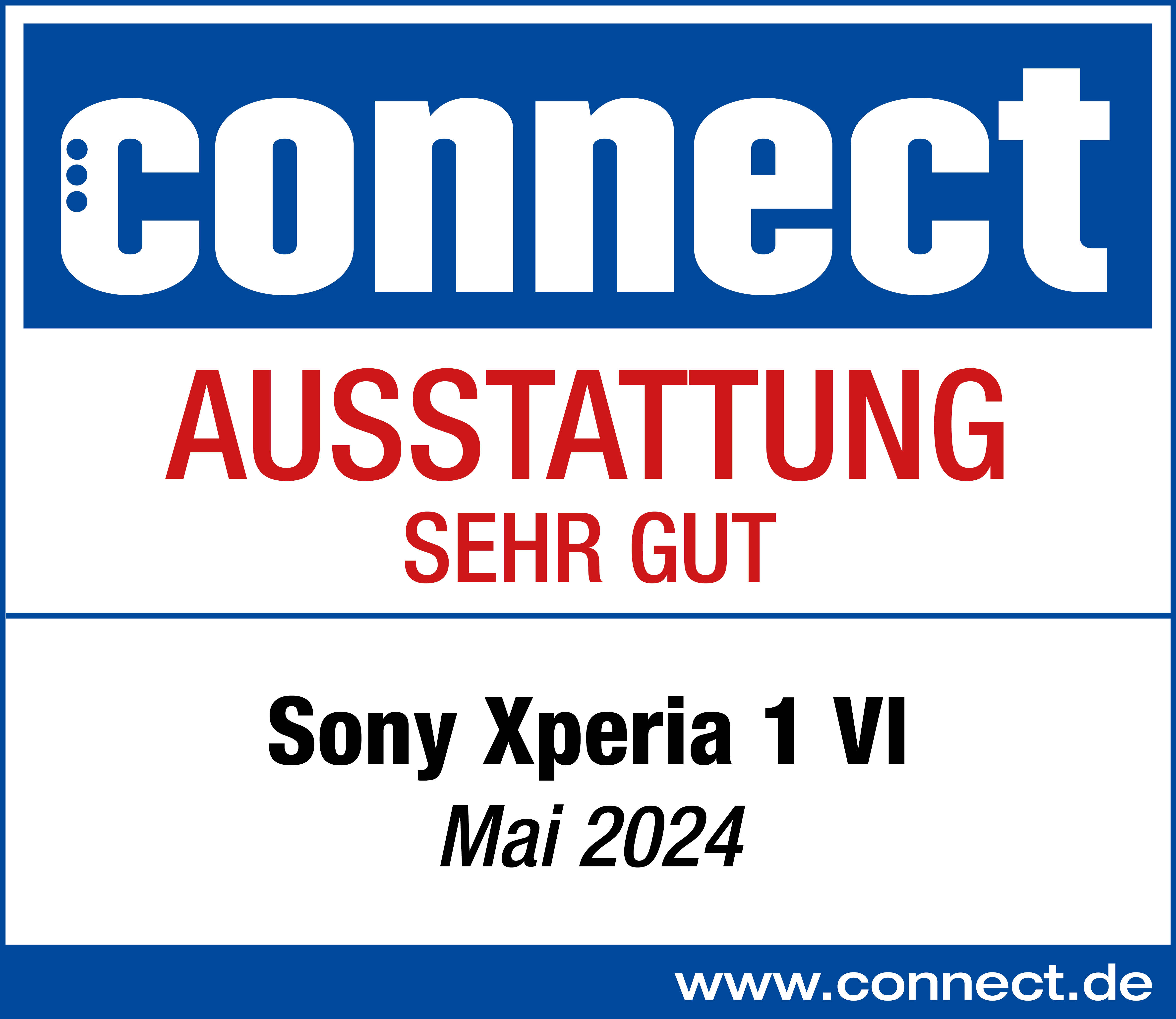 Connect-Logo, mit dem Text: Ausstatung Sehr Gut und dem Modellnamen.