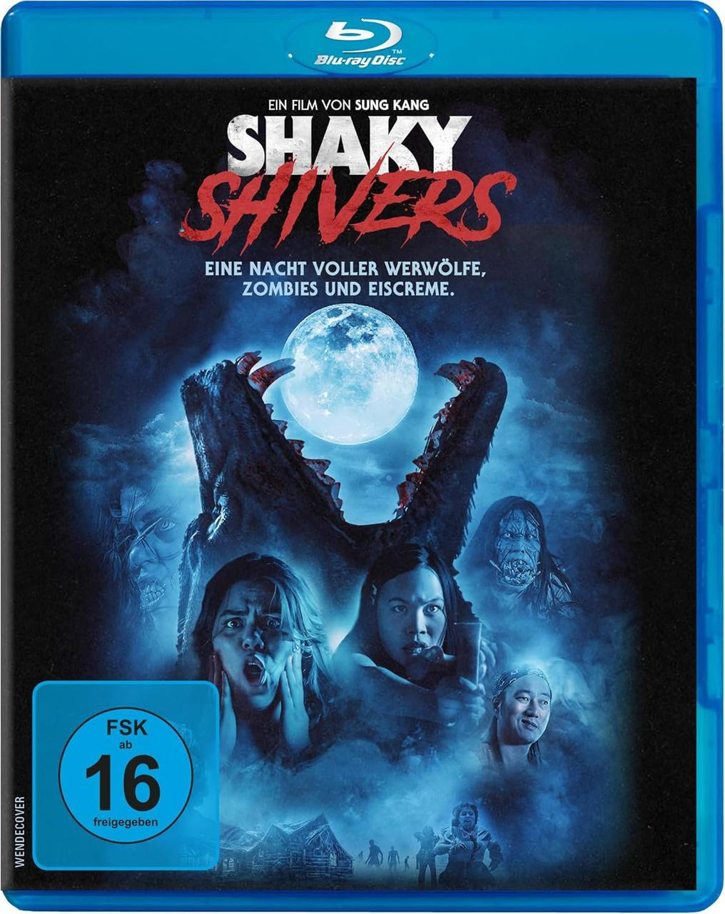 Filmcover. Titel: Shaky Shivers. Zeigt ein Monster und schreiende Personen.