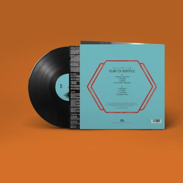 Eine Schallplatte und ihr Albumcover auf orangefarbenem Hintergrund.