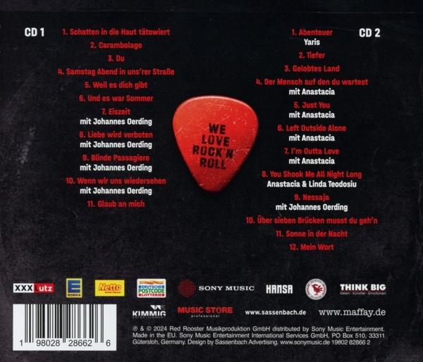 CD-Album-Rückseite mit Titelliste, Albumcover und Logos auf dunklem Hintergrund.