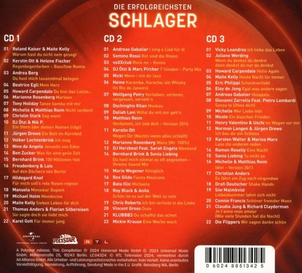 CD-Cover mit Songtiteln und Interpreten. Der Text ist auf Deutsch mit einer Collage von Songtiteln.