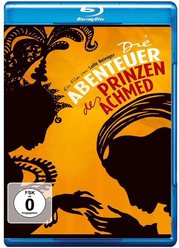 Blu-ray-Disc-Cover mit zwei Silhouetten, gelbem Hintergrund und Text in Rot und Weiß.