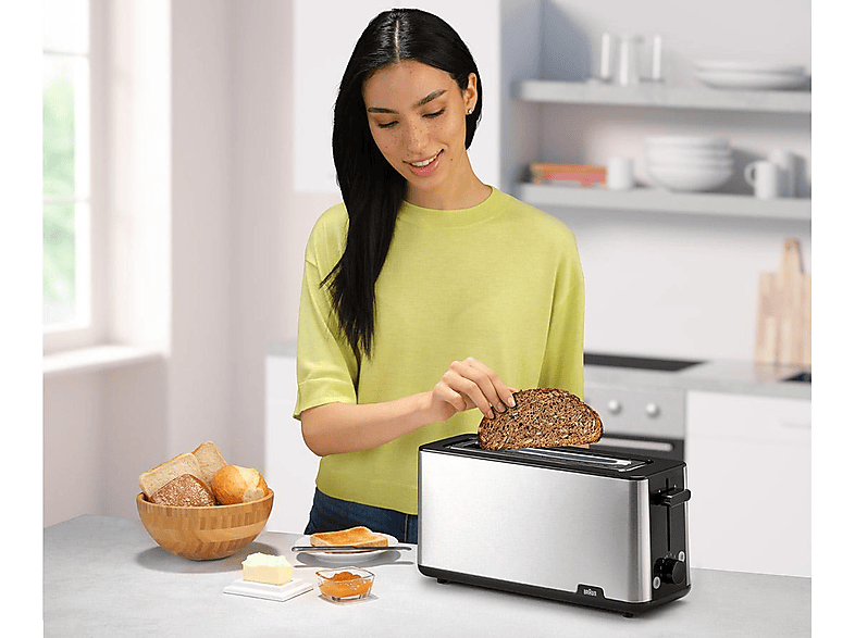 Braun HT 1610 Pure Shine Langschlitz Toaster (Schwarz, 1030 Watt, Schlitze: 1) — Foto 3 von 4
