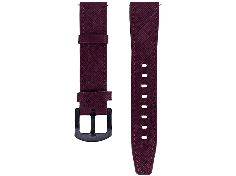 FRO LW38-43 20 mm Hakiki Deri Safiano Bordo Kordon Siyah Toka