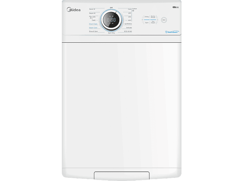 Midea MF100T70B/W-ES, 7 kg, 1200 rpm, 15 Programas, Monitor LED, Blanco