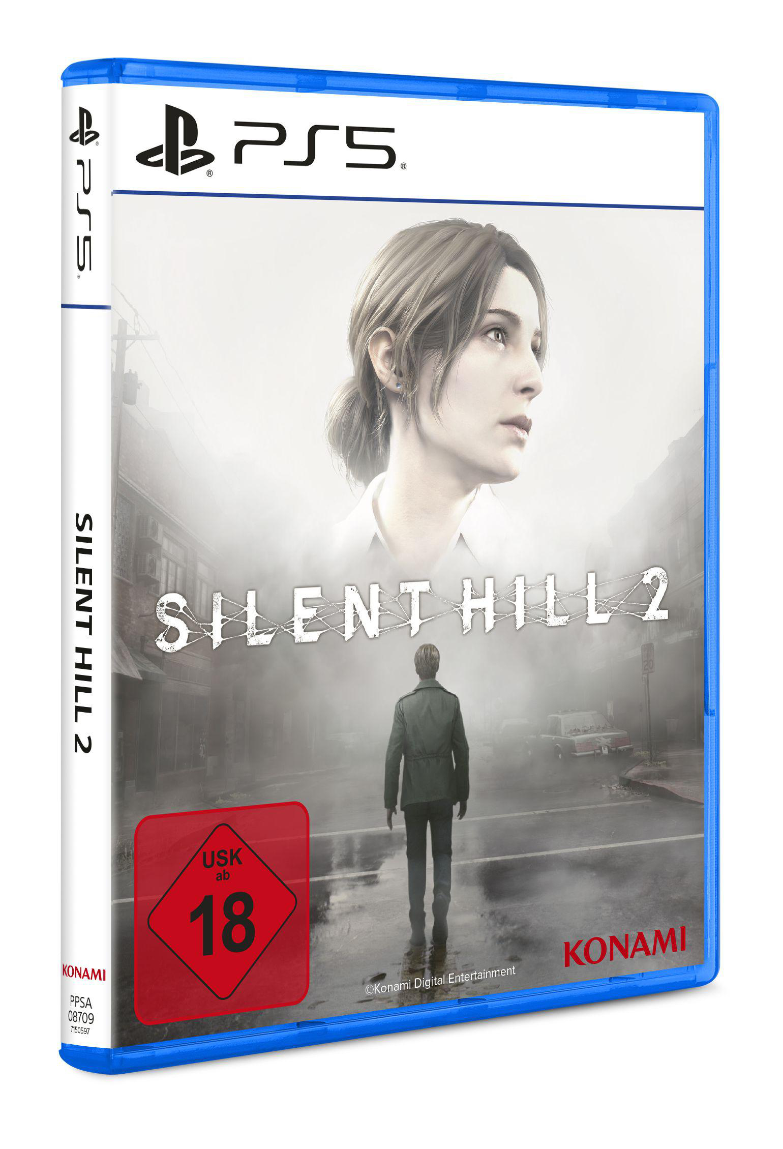 Silent Hill 2 Spielhülle. Ein Frauengesicht auf der Vorderseite. Blaue Hülle.