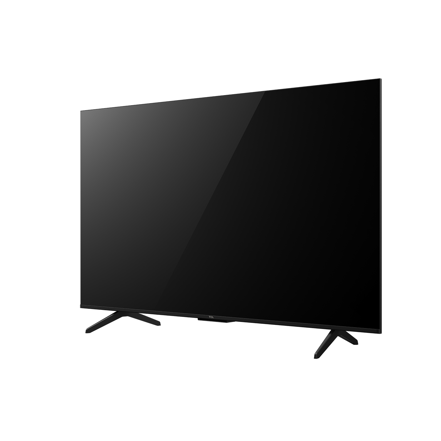 Sehpa üzerinde büyük siyah TCL TV. Ekran karanlık.