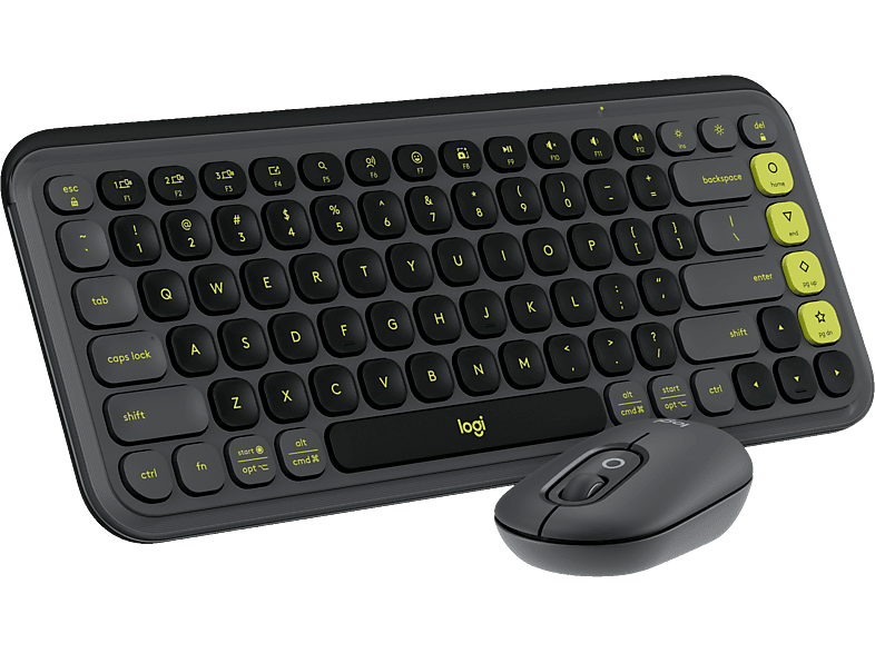LOGITECH POP Icon Combo, Tastatur & Maus, Kabellos, Grafit und Grün