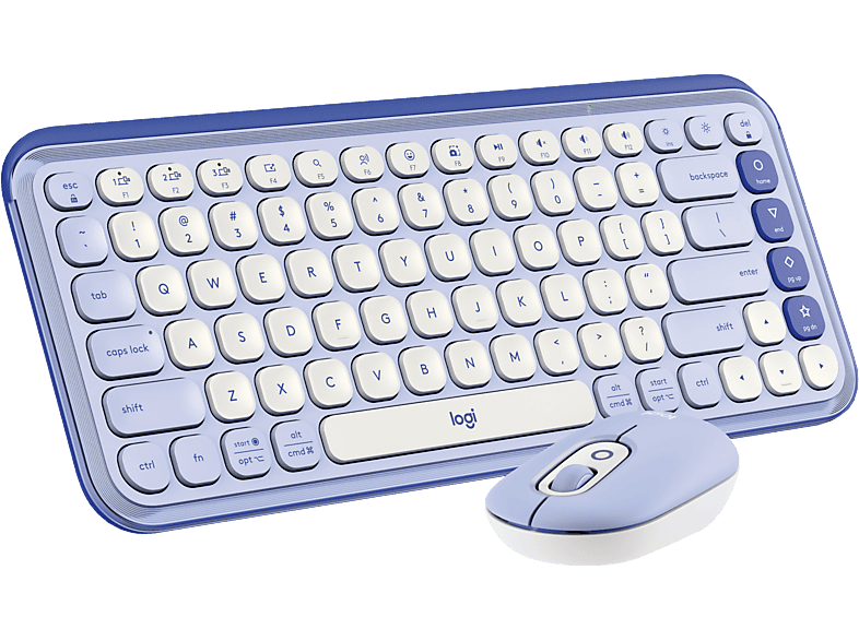 LOGITECH POP Icon Combo, Tastatur & Maus, Kabellos, Lila und Offwhite