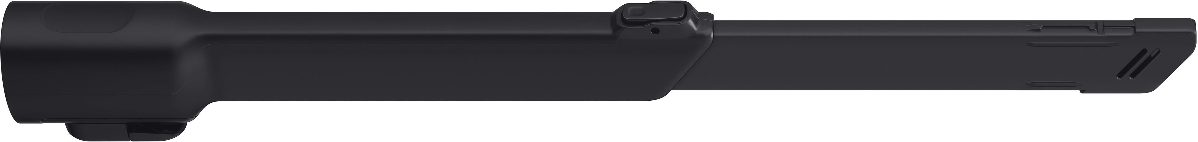 Schwarzer Staubsaugeraufsatz. Das Design ist schlank und die Farbe ist schwarz.