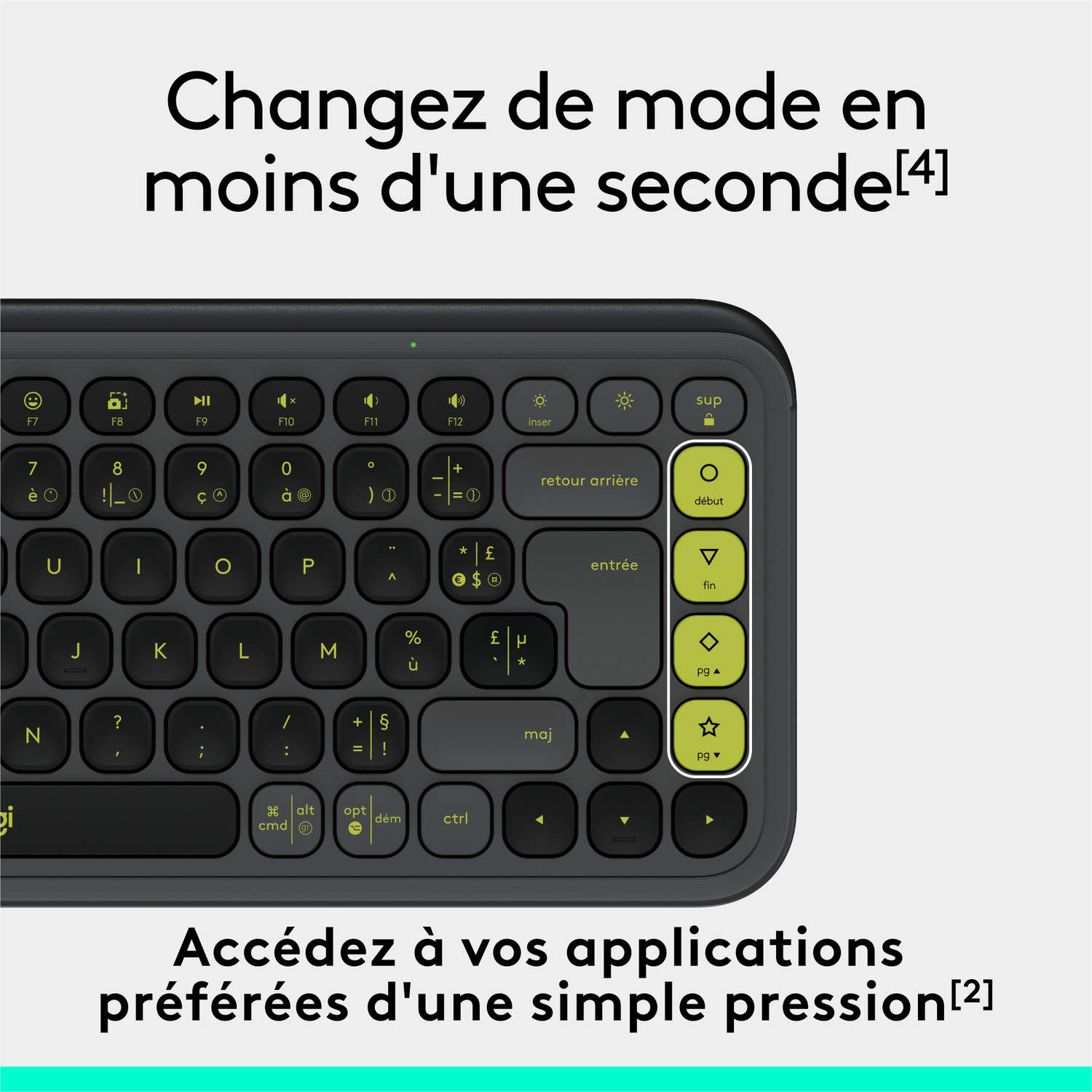 Gros plan sur un clavier. Texte en français.