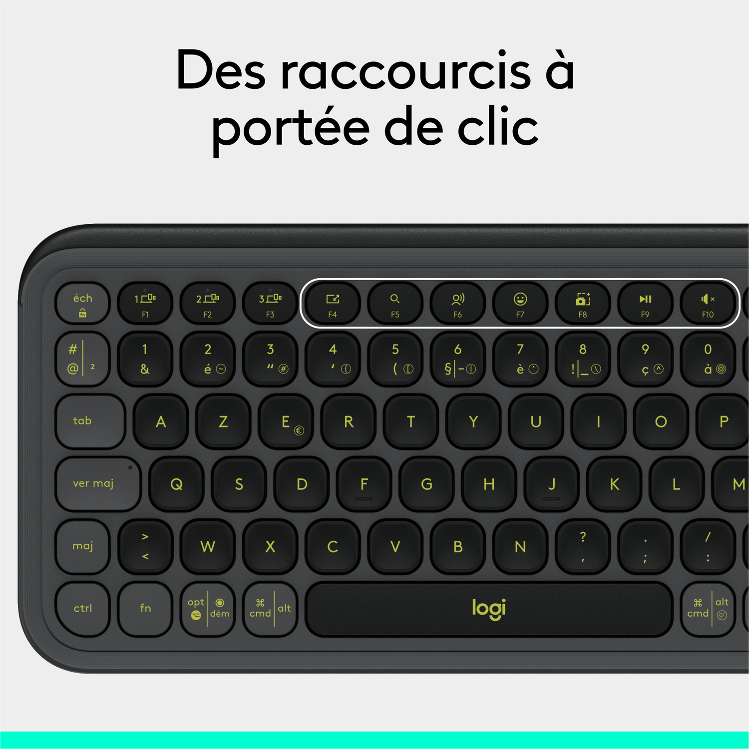 Gros plan sur un clavier noir avec des touches jaunes. La disposition est pour un clavier français.