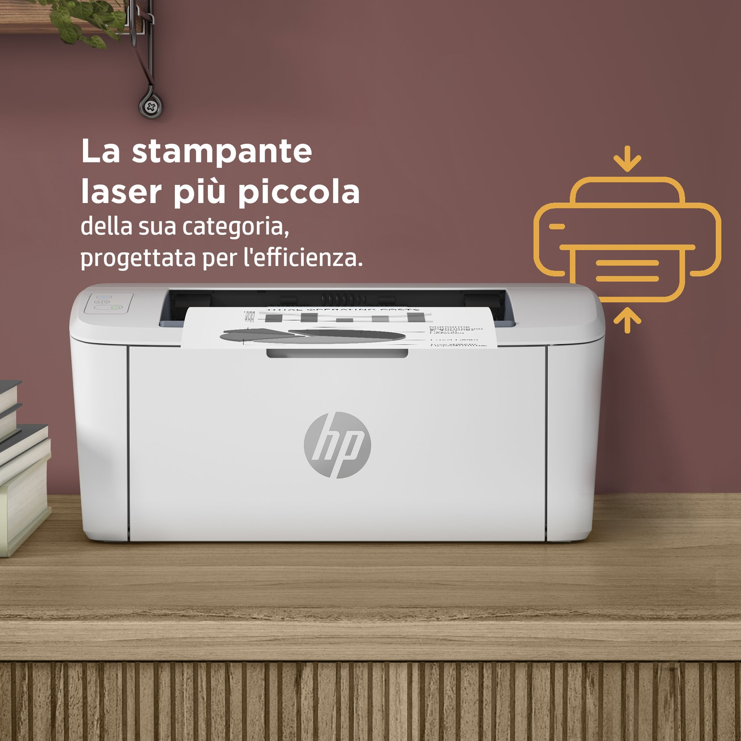 Una stampante bianca con il logo HP e testo in italiano.