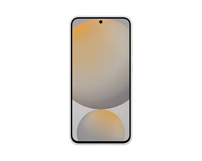 Smartphone con un fondo degradado naranja claro. El teléfono es de color claro con bordes redondeados.