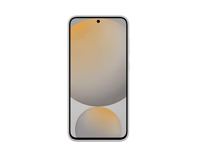 Un teléfono inteligente con un fondo degradado naranja y gris.