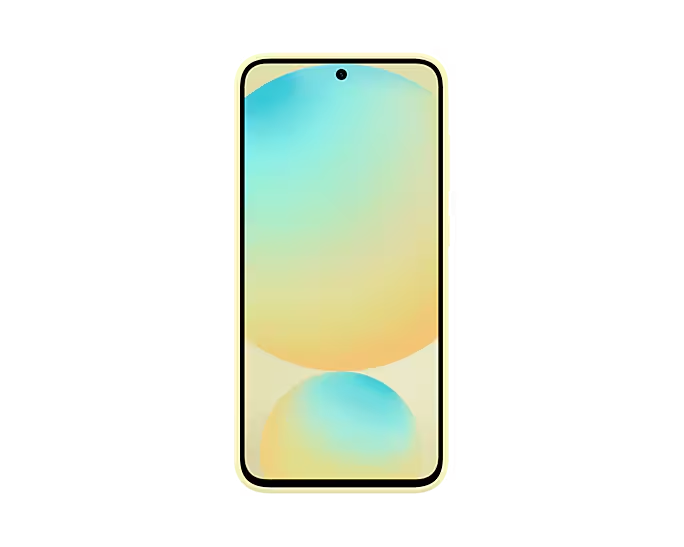 Un smartphone con pantalla degradada, borde negro y una pequeña lente de cámara en el centro.