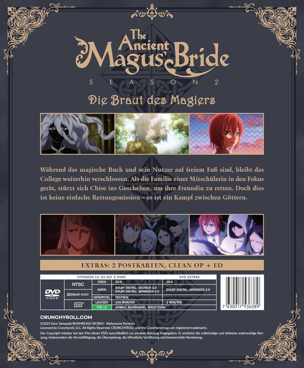 Anime-DVD-Cover: The Ancient Magus' Bride, Staffel 2, mit Charakterbildern.