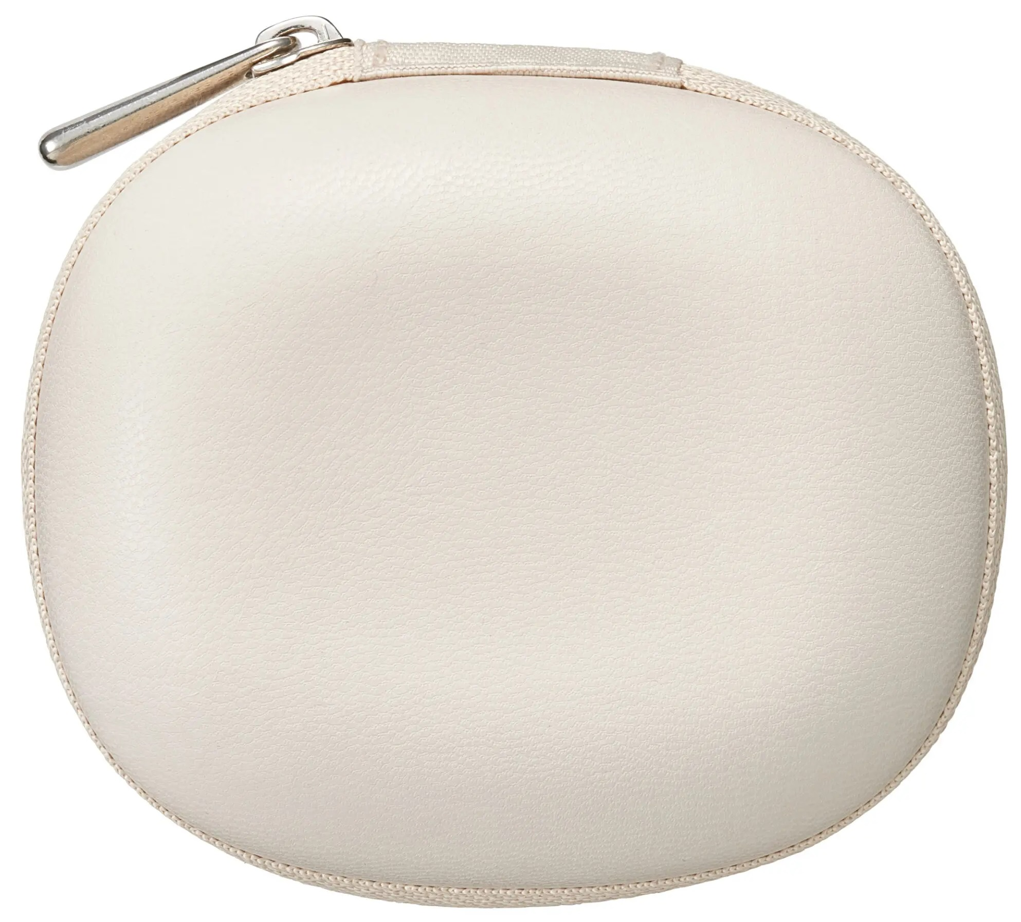 Kremowe, owalne etui z zamkiem błyskawicznym. Idealne do słuchawek, słuchawek dousznych lub podobnych przedmiotów.