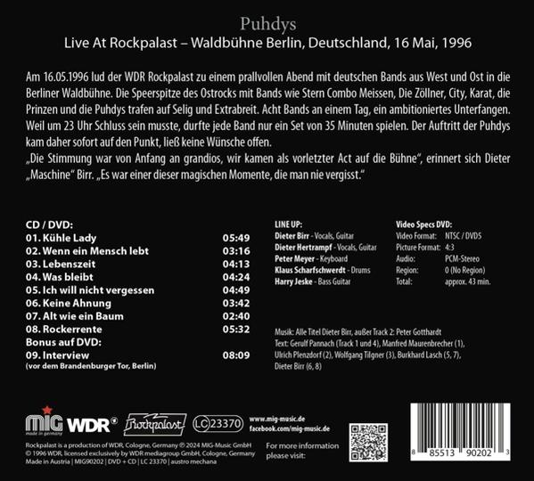 Rückseite einer CD mit Text. Die CD stammt von einem Konzert in Deutschland.
