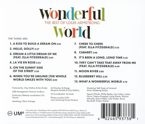 Albumcover: 'Wonderful World' von Louis Armstrong. Titelliste mit Liedern und Credits.