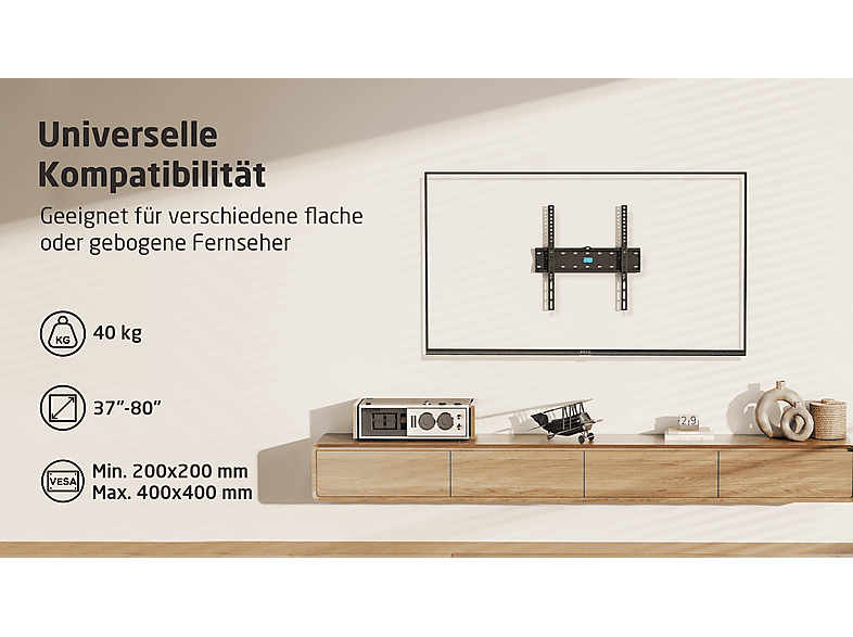 Thumbnail - ISY ITV 1100 TV Wandhalterung, max. 65 Zoll, Starr, Schwarz