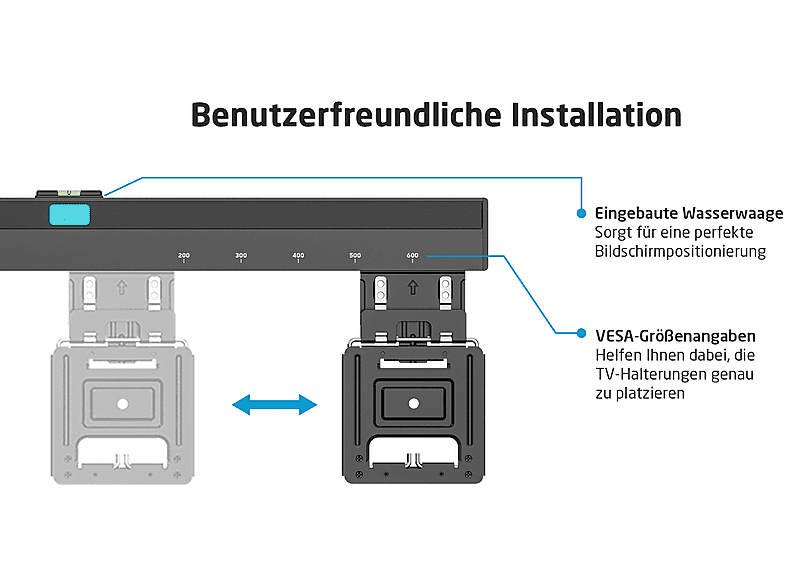 ISY ITV 1400 TV Wandhalterung 37" - 80", VESA max. 600 x 400 mm, starr — Foto 2 von 5