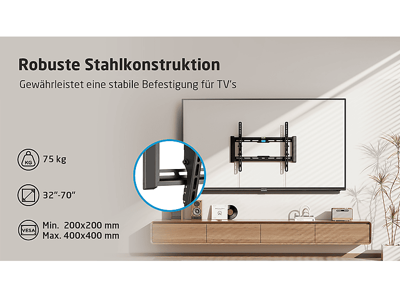 Thumbnail - ISY ITV 2300 TV Wandhalterung, max. 70 Zoll, Neigbar, Schwarz