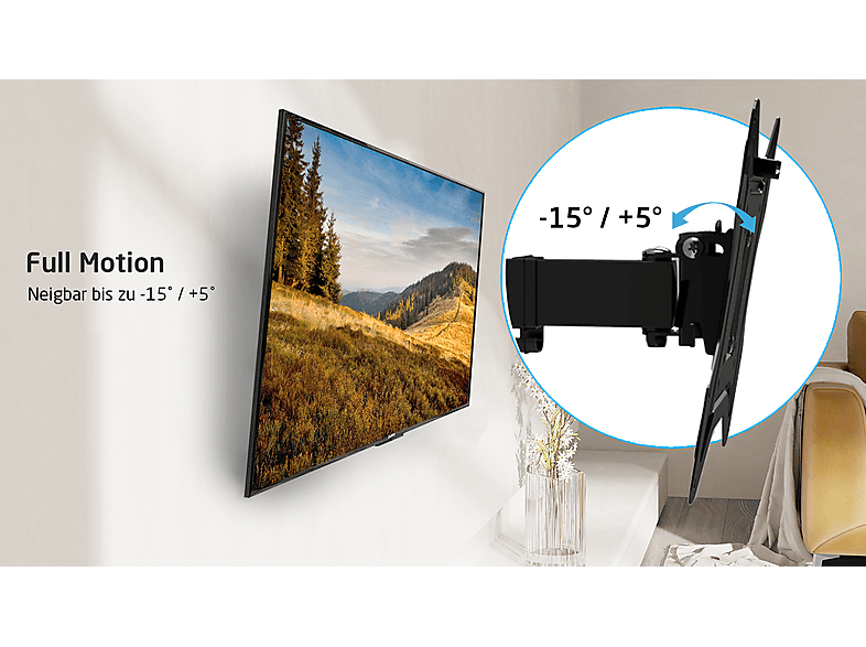 Thumbnail - ISY ITV-3000 TV Wandhalterung, max. 48 Zoll, rotierbar, Schwenkbar, Neigbar, Schwarz