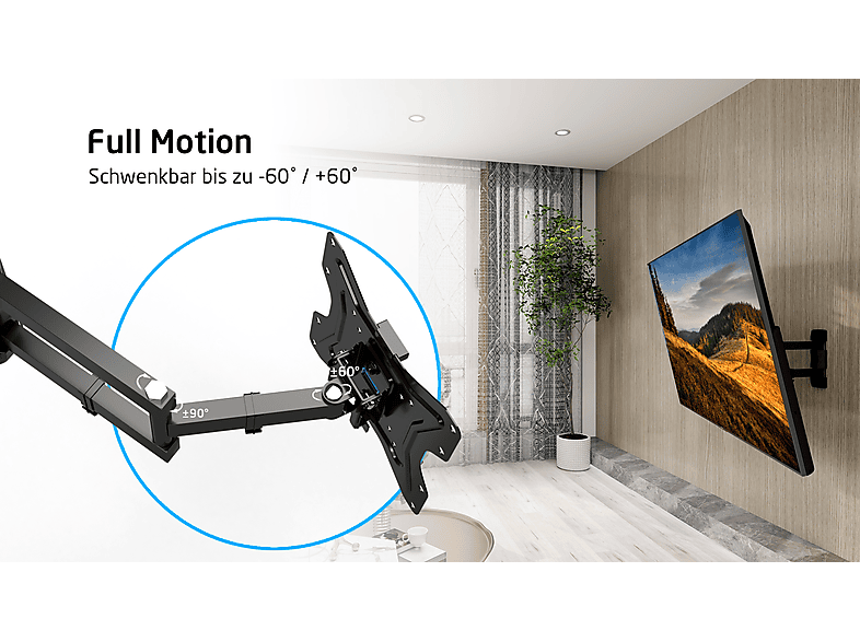 Thumbnail - ISY ITV 3100 TV Wandhalterung, max. 48 Zoll, Neigbar, rotierbar, Schwenkbar, Schwarz