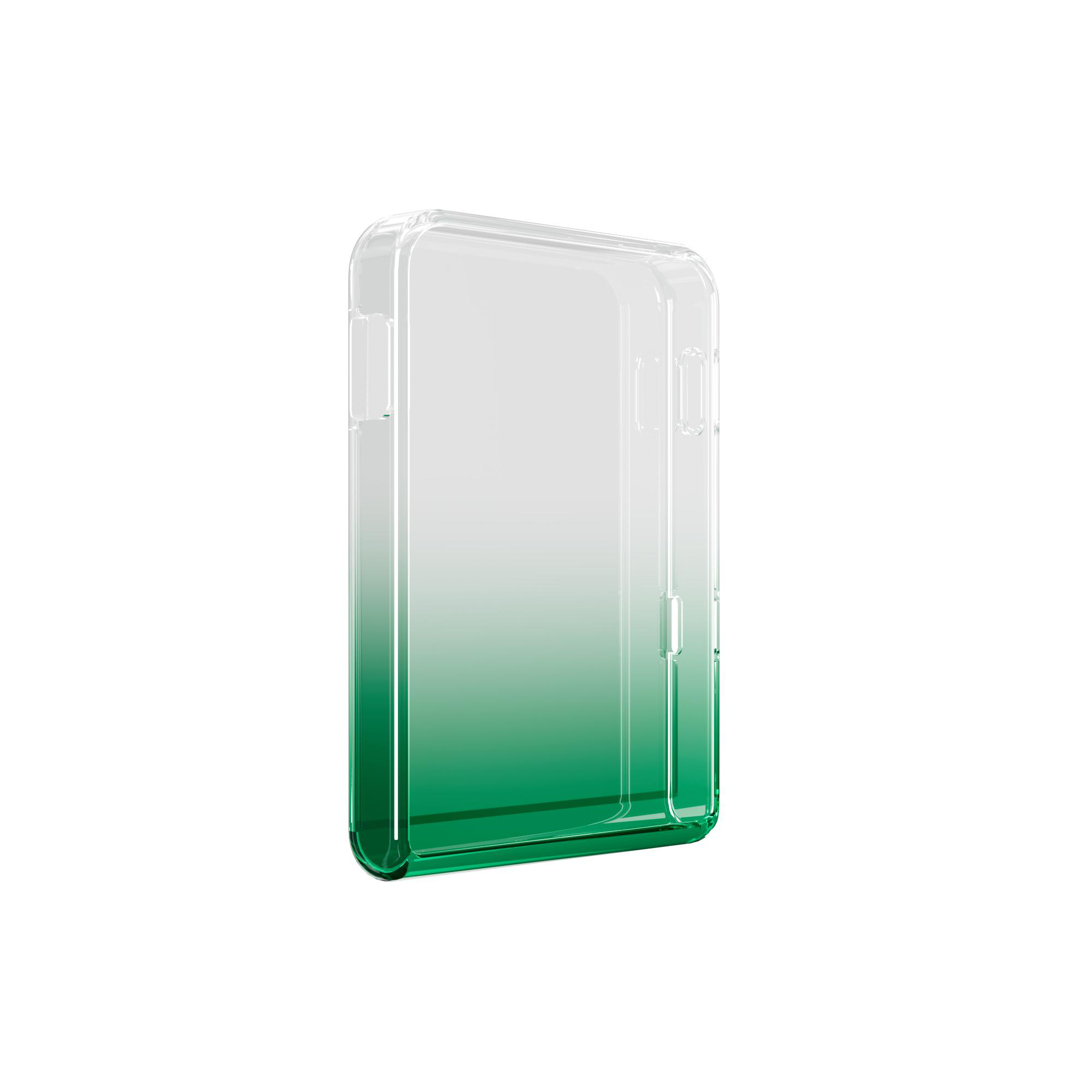 Transparente Handyhülle mit grünem Farbverlauf, der von transparent zu tiefgrün übergeht.
