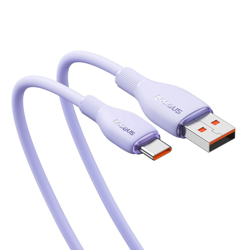 Mor USB-C - USB kablosu. Kabloda baseus logosu var.