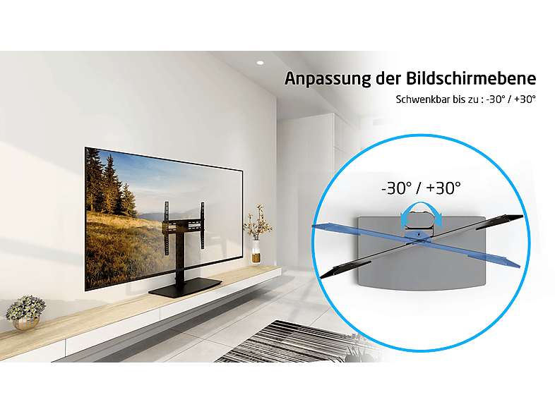 Thumbnail - ISY ITV-600 TV Tischstandfuß, max. 65 Zoll, Schwenkbar, Schwarz