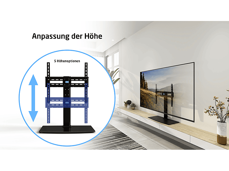 Thumbnail - ISY ITV-600 TV Tischstandfuß, max. 65 Zoll, Schwenkbar, Schwarz