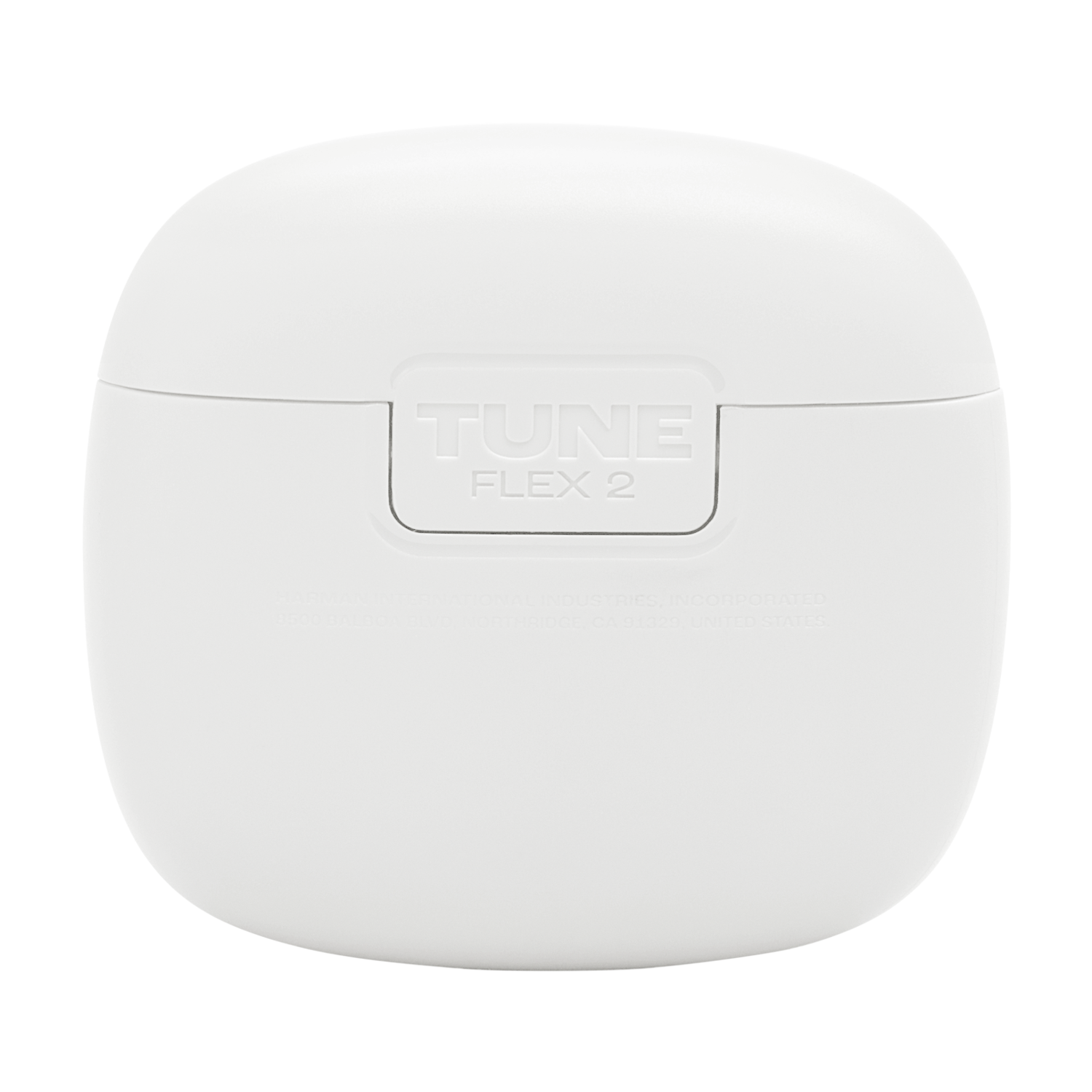White charging case with the text 'TUNE FLEX 2' on it.