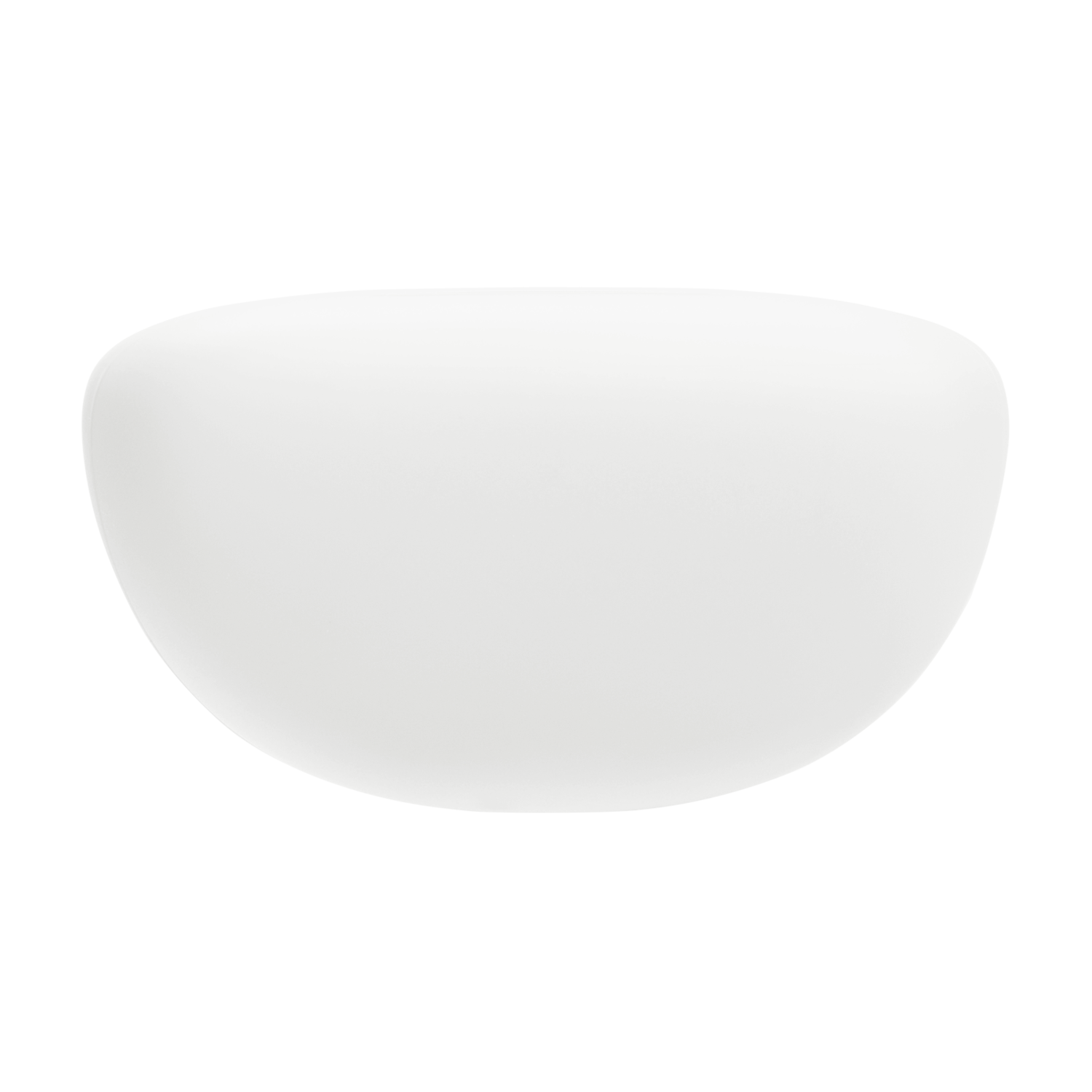 White, oval-shaped, smooth surface against a black background.