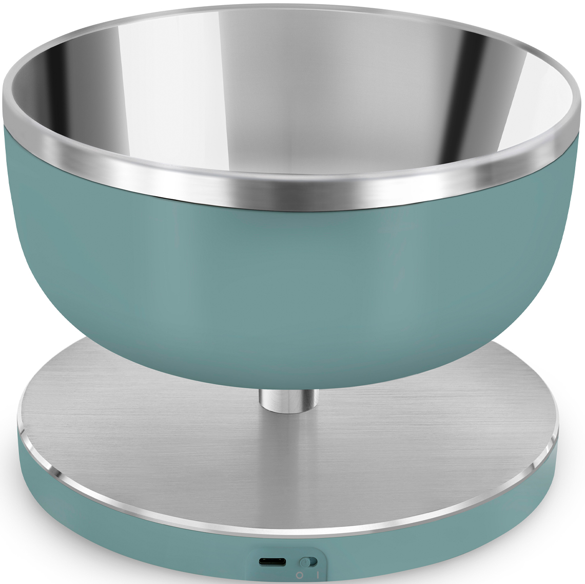 Gamelle turquoise et argentée, avec port de charge.
