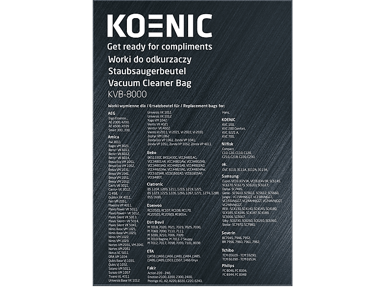 Worki do odkurzaczy KOENIC KVB-8000 XY-01 – zdjęcie 3