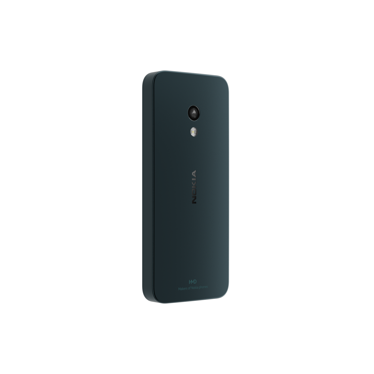 A dark teal smartphone on a black background. The back of the phone is visible, with the Nokia logo and camera.
