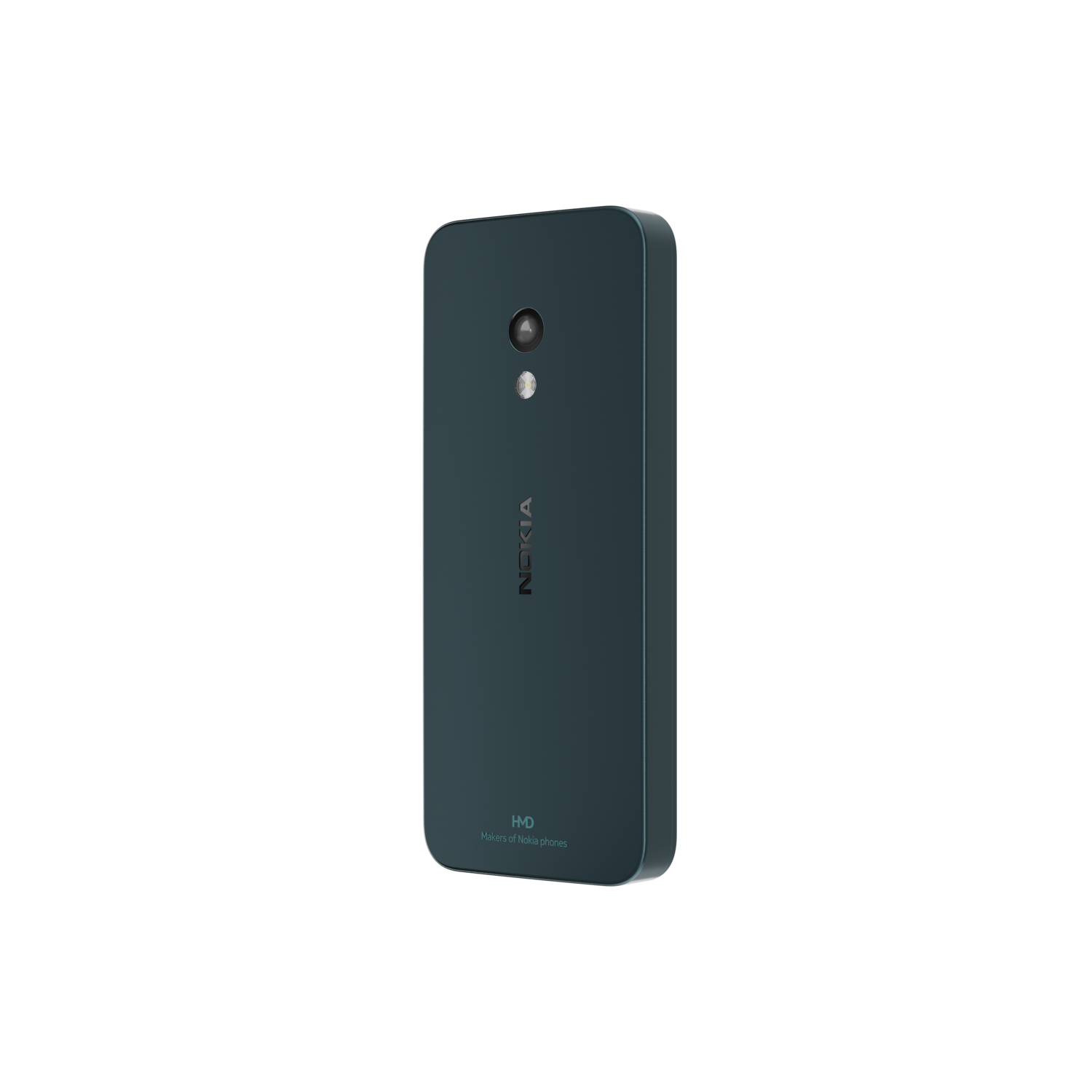A dark teal-colored Nokia phone seen from the back. It shows a camera and the Nokia logo.