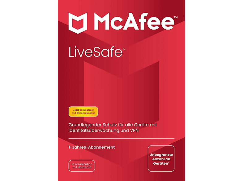 McAfee LiveSafe: Unbegrenzte Geräteanzahl/1 Jahr (CiaB) - PC/MAC [Deutsch]
