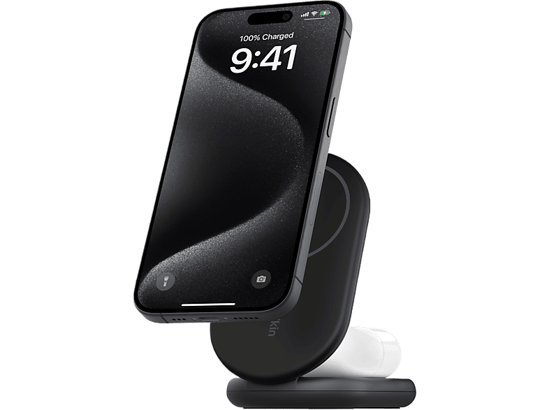 Support de charge sans fil magnétique 2-en-1 Belkin BoostCharge Qi2 15W