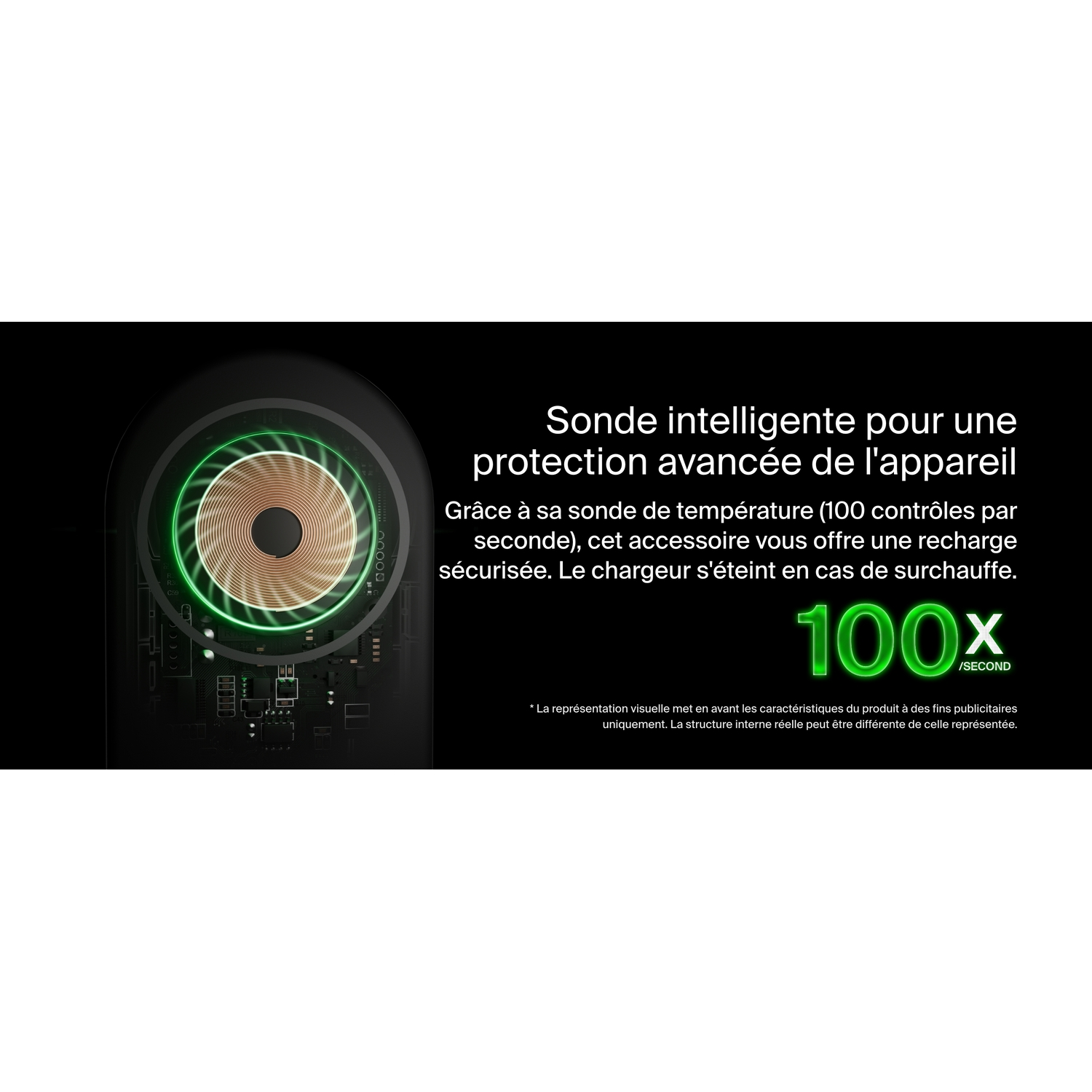 Gros plan d'un appareil avec des lumières vertes, texte sur la protection avancée.