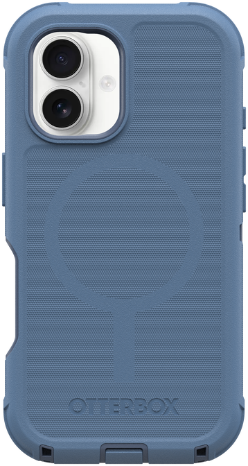 Kék telefontok kamerakivágásokkal és Otterbox márkajelzéssel.