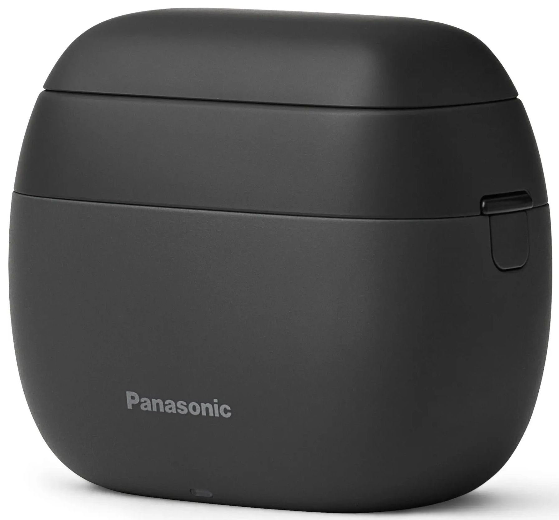 Czarny, owalny futerał, zamknięty, z marką 'Panasonic'.