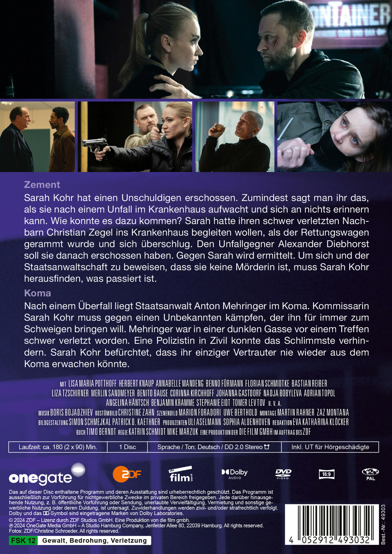 Filmposter mit mehreren Bildern, Text auf Deutsch und einem Filmtitel. Das Poster ist für einen Film namens 'Zement'.