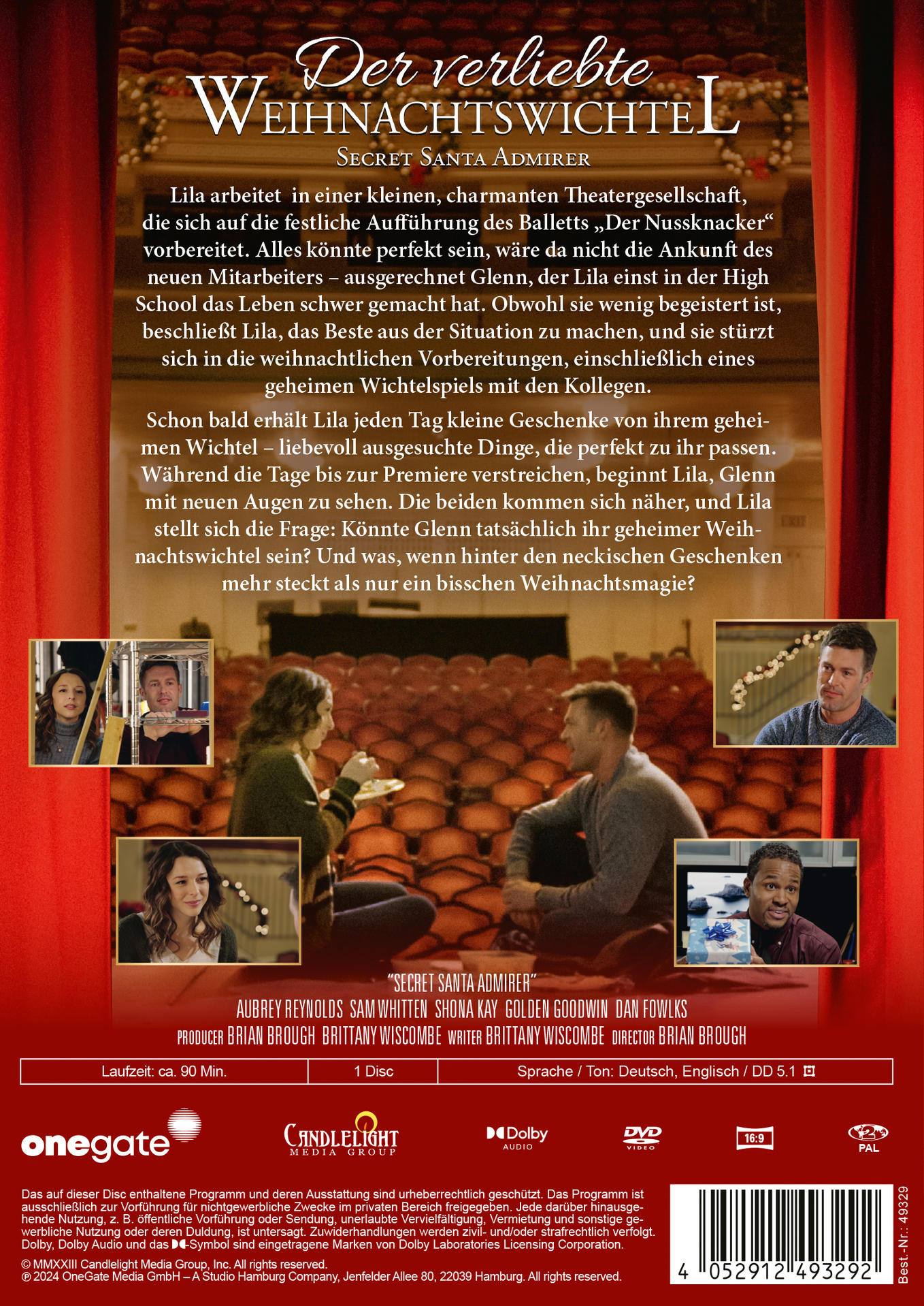 DVD-Cover für einen Weihnachtsfilm mit Fotos der Besetzung und Text auf Deutsch.