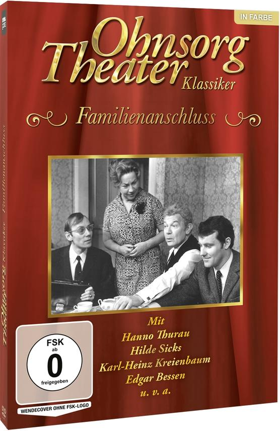DVD-Hülle. Sie zeigt eine Filmszene mit Schauspielern und dem Titel 'Ohnsorg Theater Klassiker Familienanschluss'.